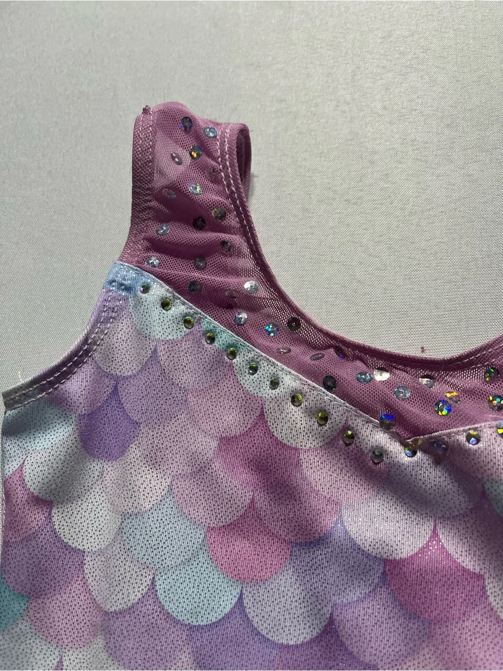 Girls 3-4T Mermaid-Print Leotard Romper, Pink & Pastel Gymnastics Onesie